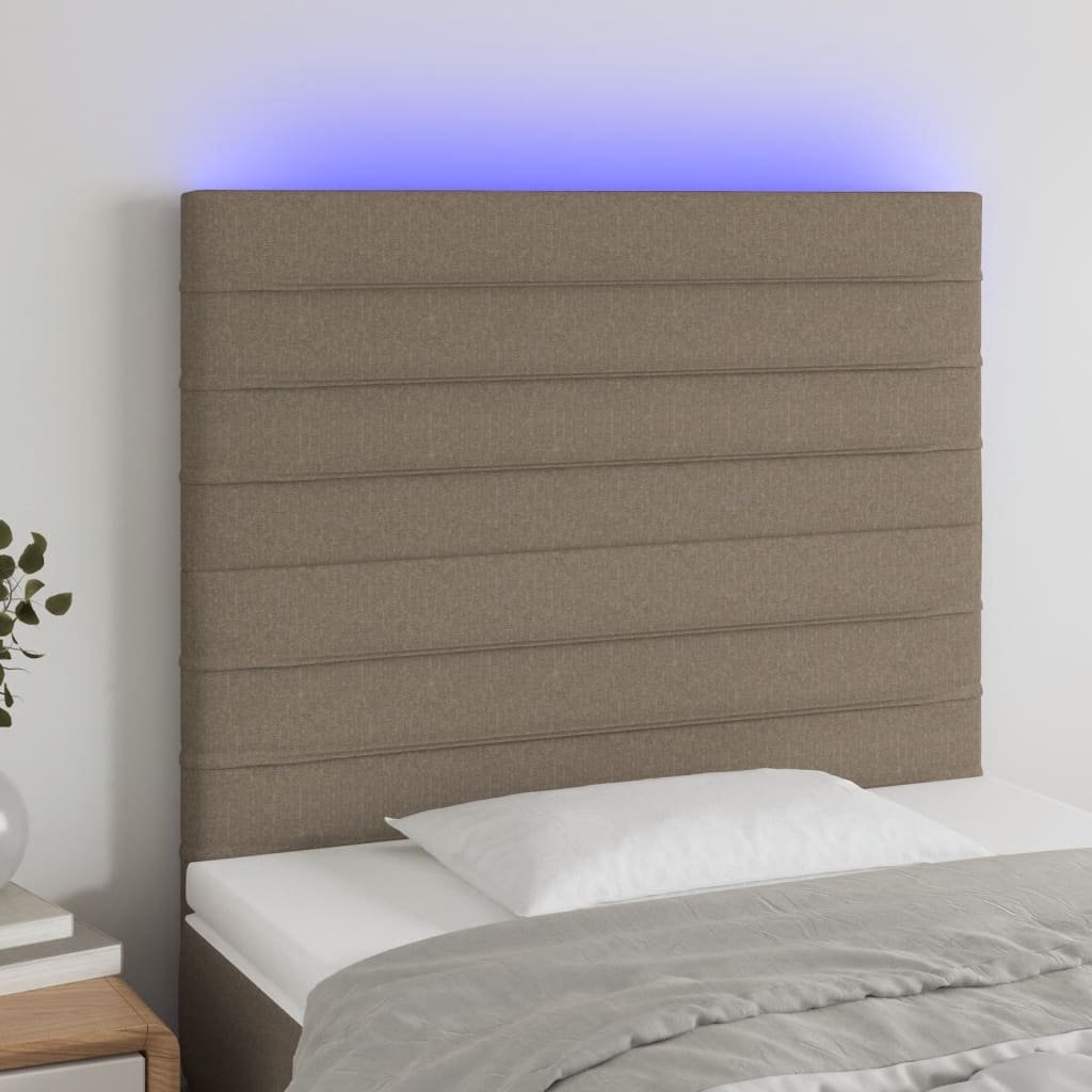 Lumarko Zagłówek do łóżka z LED, taupe, 90x5x118/128 cm, tkanina