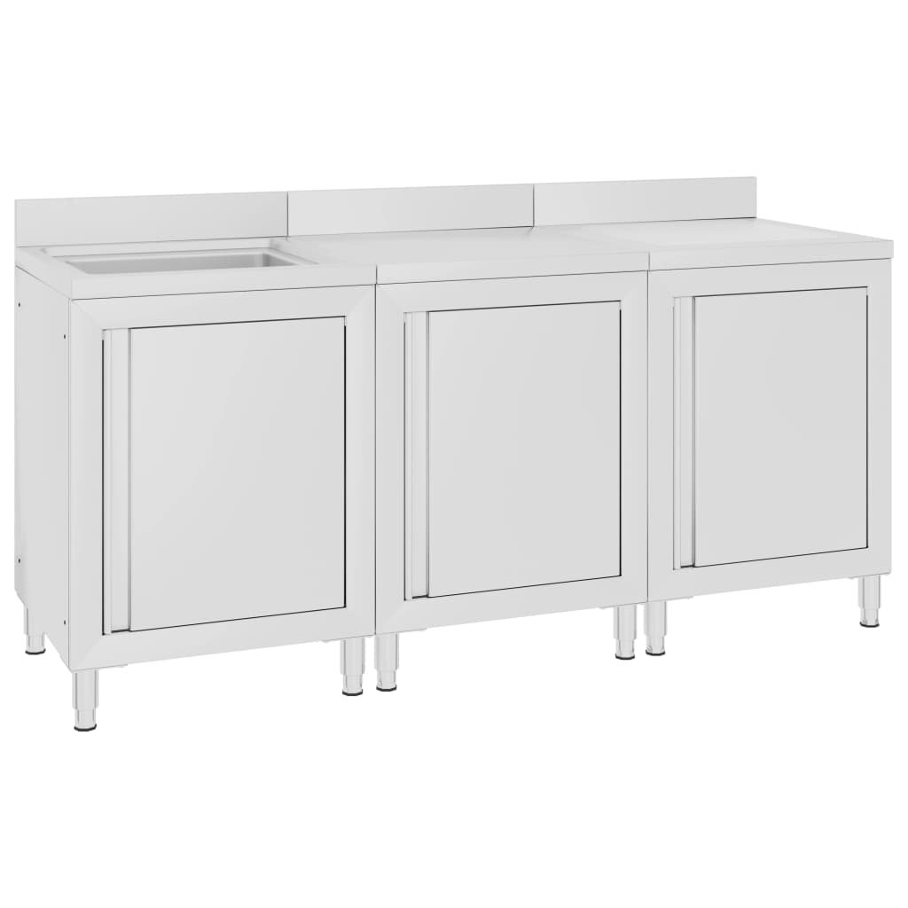 VidaXL Szafka gastronomiczna ze zlewem, 180x60x96 cm, stal nierdzewna 3058275 VidaXL