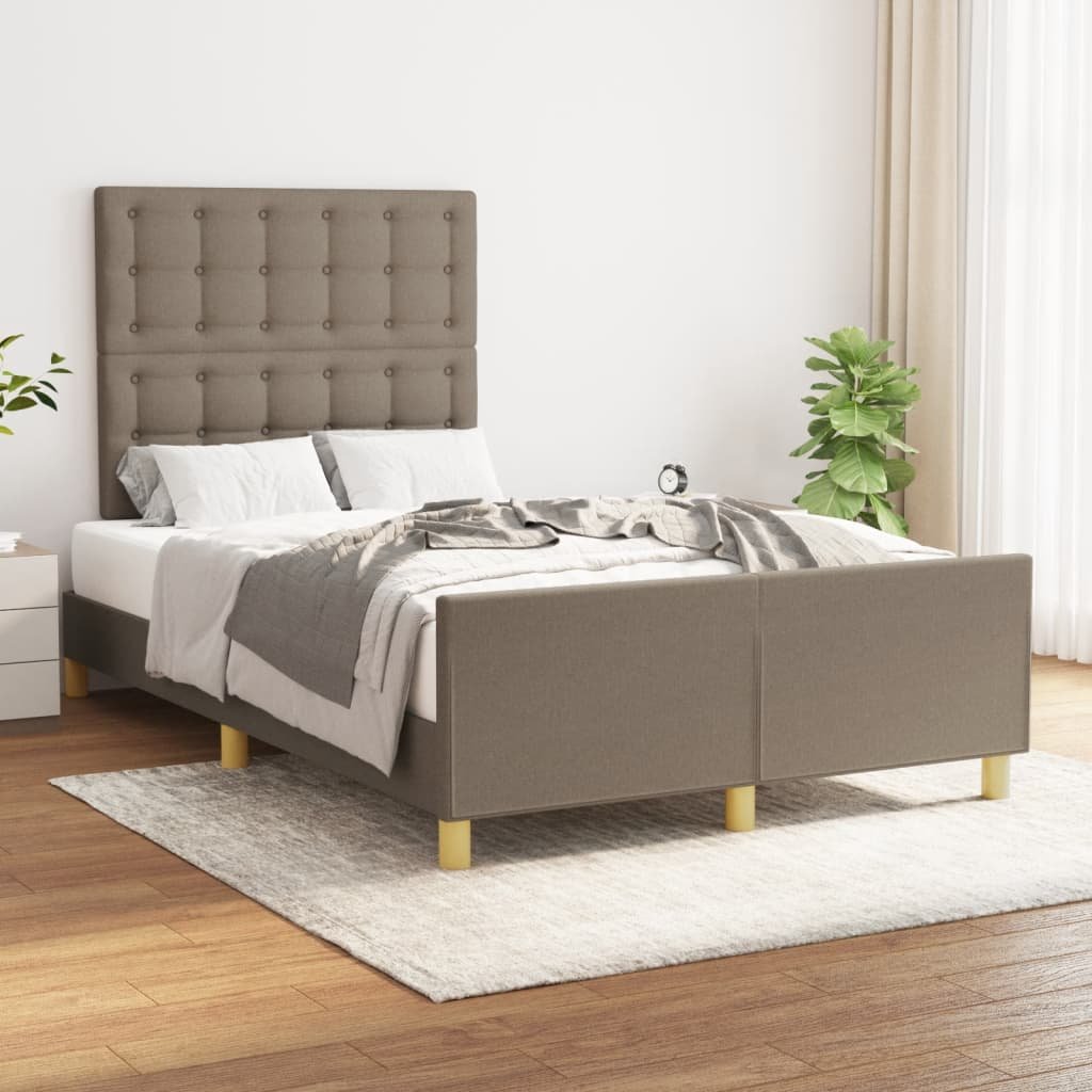 Rama łóżka z zagłówkiem, taupe, 120x200 cm, obita tkaniną  Lumarko
