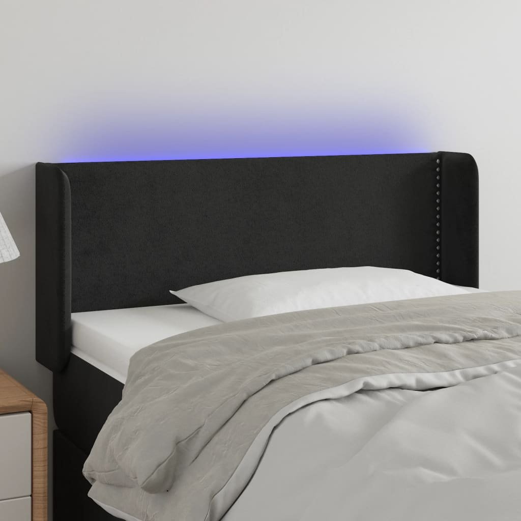 Zagłówek do łóżka z LED, czarny, 103x16x78/88 cm, aksamit Lumarko!