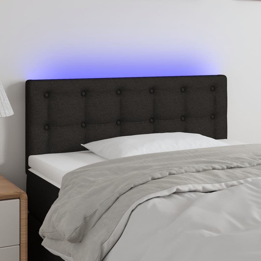 Lumarko Zagłówek do łóżka z LED, czarny, 80x5x78/88 cm, tkanina
