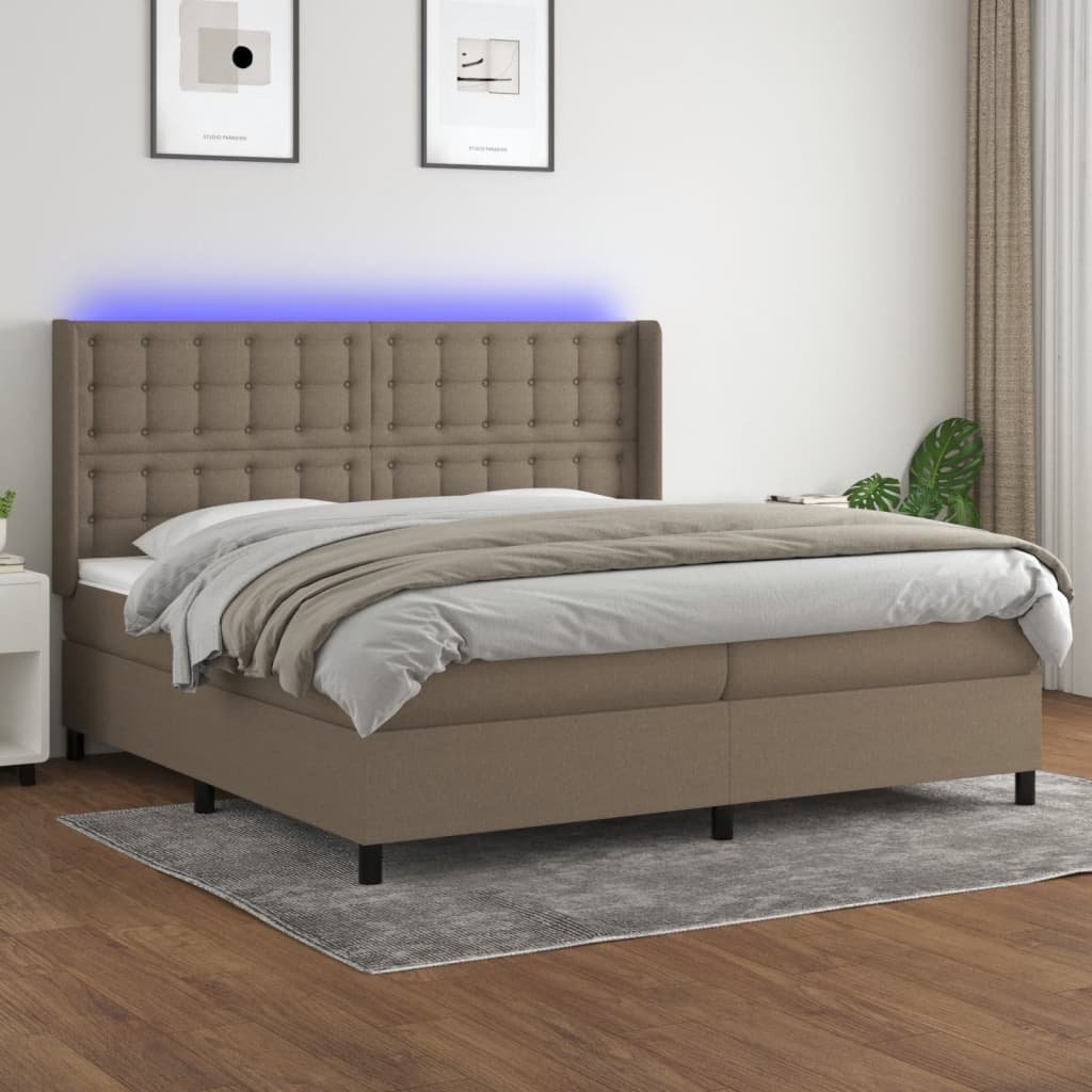 Lumarko Łóżko kontynentalne z materacem, taupe, 200x200 cm, tkanina