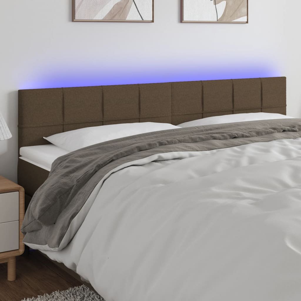 Lumarko Zagłówek do łóżka z LED, taupe, 200x5x78/88 cm, tkanina