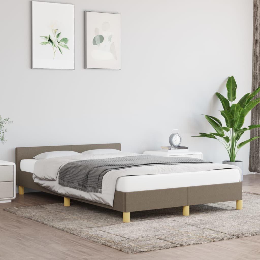 Lumarko Rama łóżka z zagłówkiem, taupe, 120x200 cm, obita tkaniną