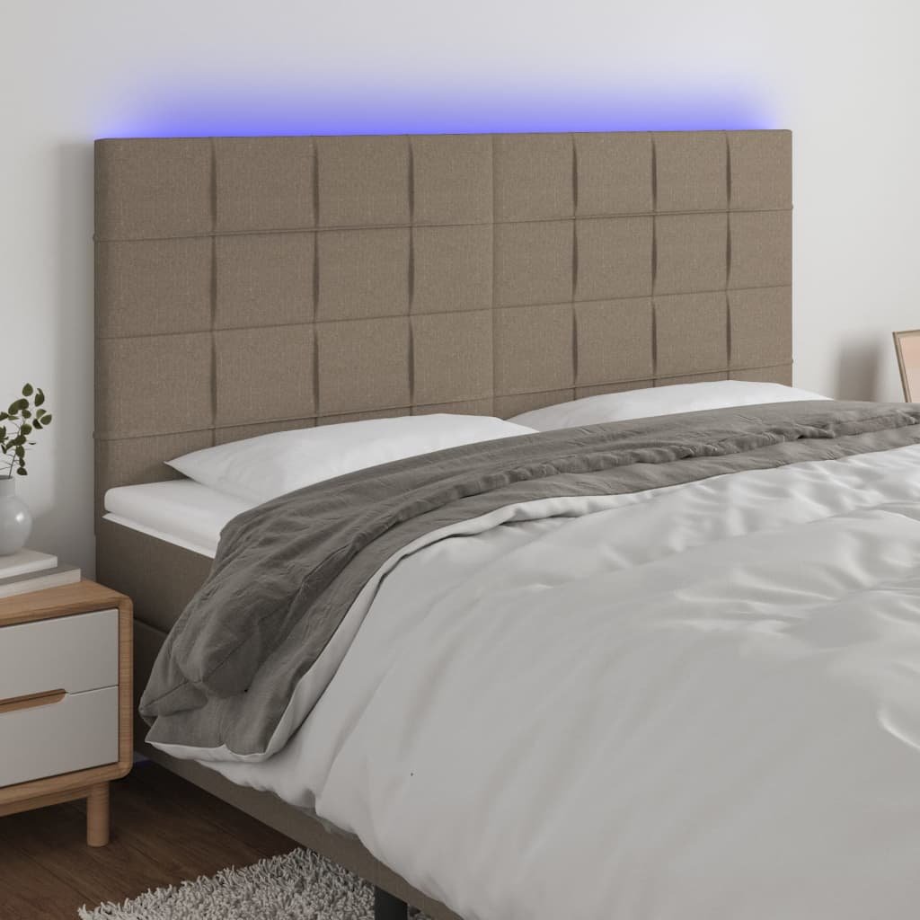 Lumarko Zagłówek do łóżka z LED, taupe, 160x5x118/128 cm, tkanina
