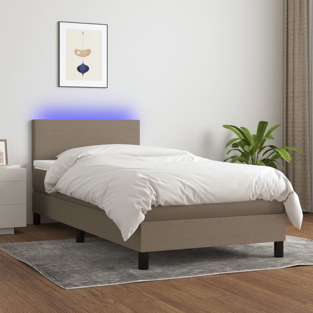 vidaXL Łóżko kontynentalne z materacem, taupe, 80x200 cm, tkanina