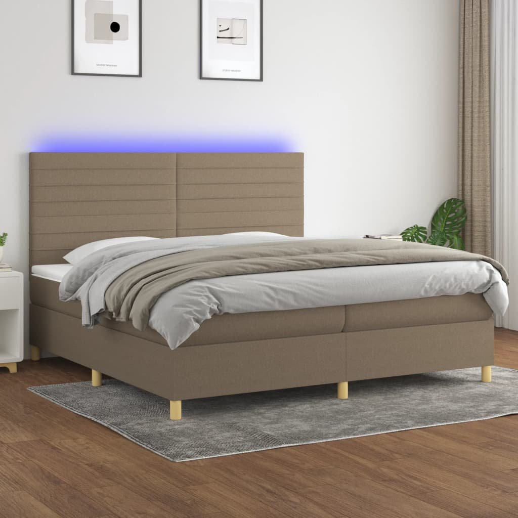 Lumarko Łóżko kontynentalne z materacem, taupe, 200x200 cm, tkanina