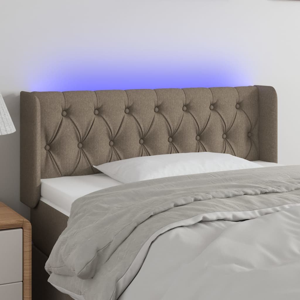 Lumarko Zagłówek do łóżka z LED, taupe, 103x16x78/88 cm, tkanina