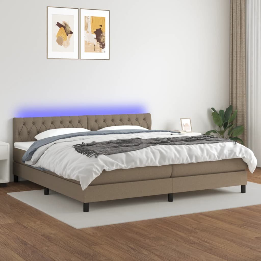 Lumarko Łóżko kontynentalne z materacem, taupe, 200x200 cm, tkanina