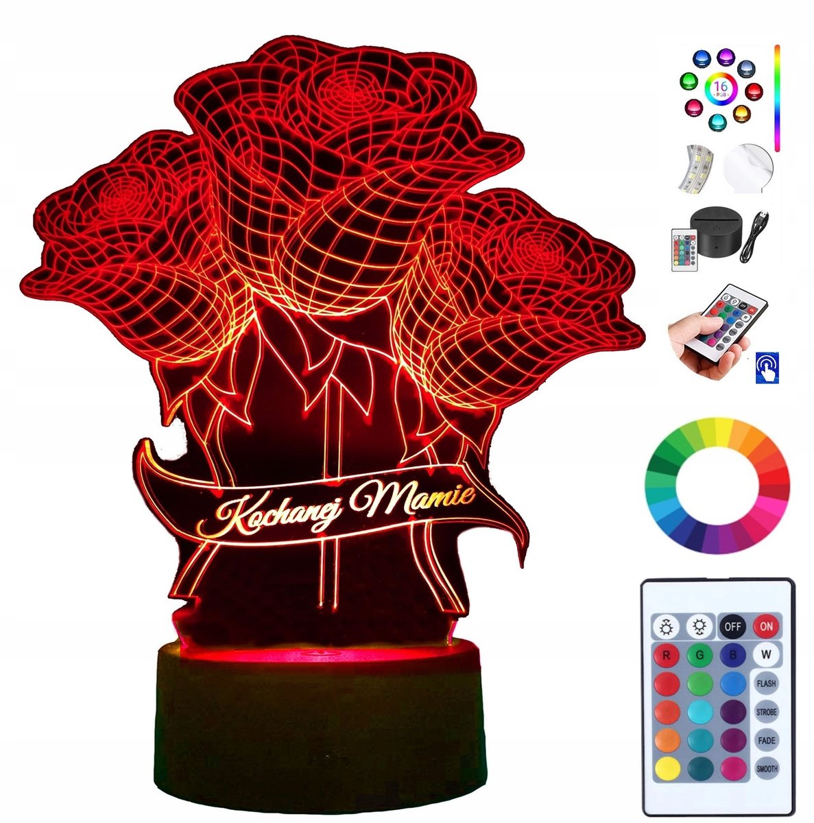 Lampka na biurko Bukiet Róż Kwiaty 16 LED PLEXIDO