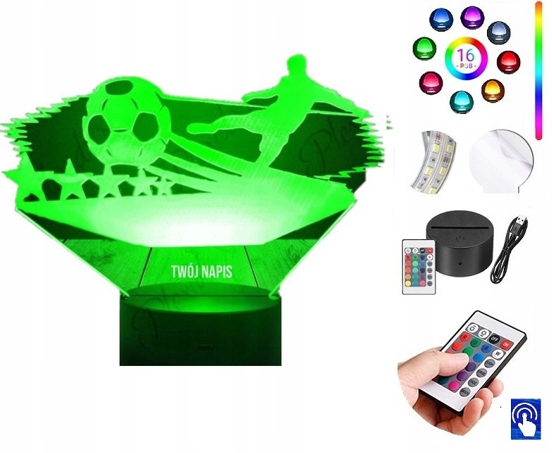 Lampka na biurko Piłka Nożna 16Kolorów LED PLEXIDO