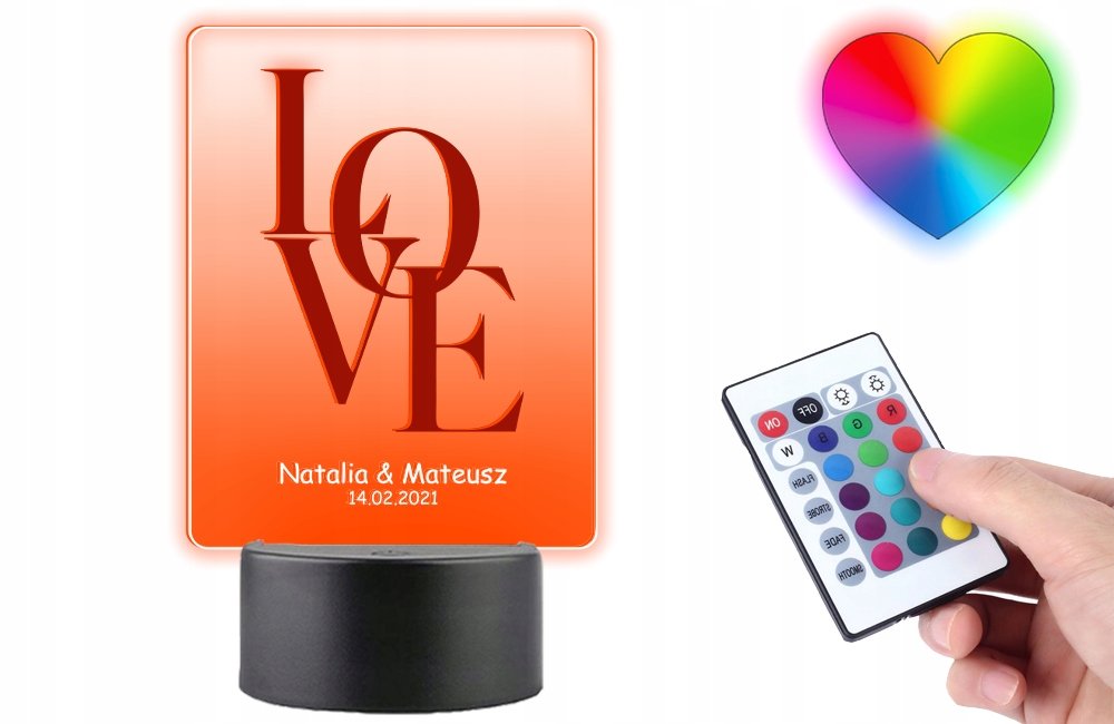 Statuetka Prezent na Walentynki 3D LED Plexido