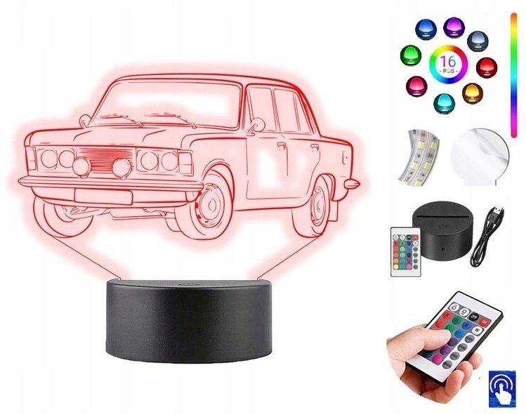 Lampka na biurko Fiat 125p 16 Kolorów LED PLEXIDO