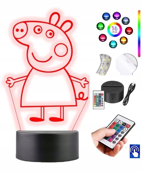 Lampka na biurko Świnka Peppa 16kol. LED PLEXIDO