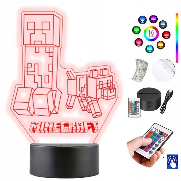 Lampka na biurko Minecraft Creeper 16 LED PLEXIDO