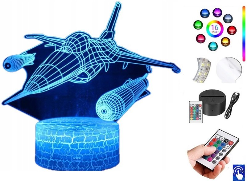 Lampka na biurko Myśliwiec Samolot 16 LED PLEXIDO