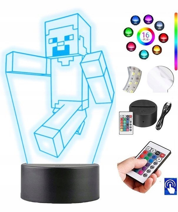 Lampka na biurko Minecraft 16 kolorów LED PLEXIDO