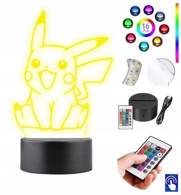 Lampka na biurko Pokemon Pikachu 16kol LED PLEXIDO