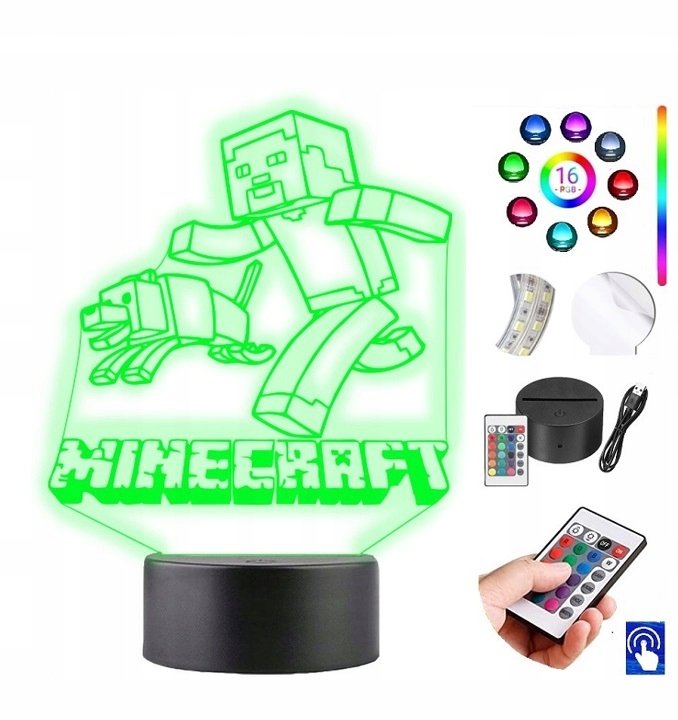 Lampka na biurko Minecraft 16kolorów LED PLEXIDO