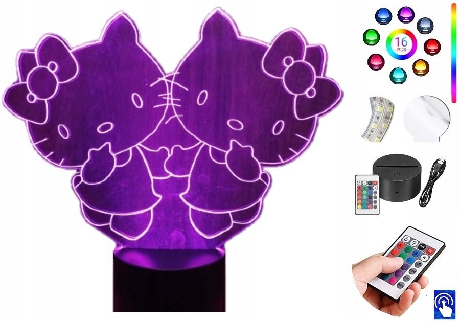 Lampka Nocna Hello Kitty 16 Kolorów LED PLEXIDO
