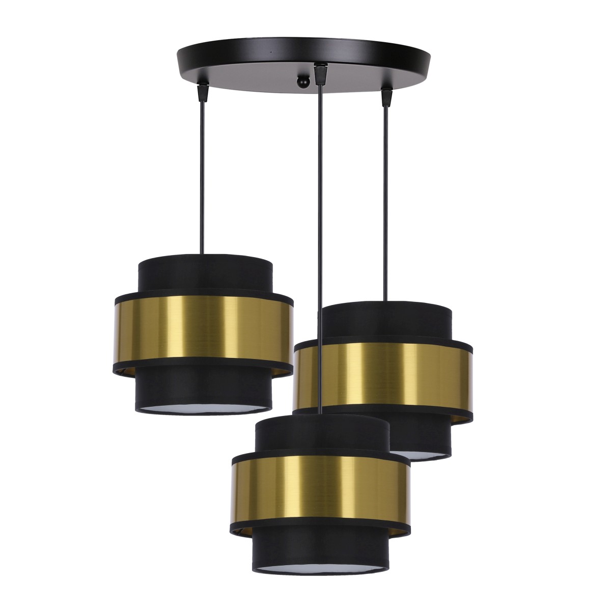 Czarno-złota lampa wisząca, trzy abażury 33-17949 z serii PRESTIGE    
