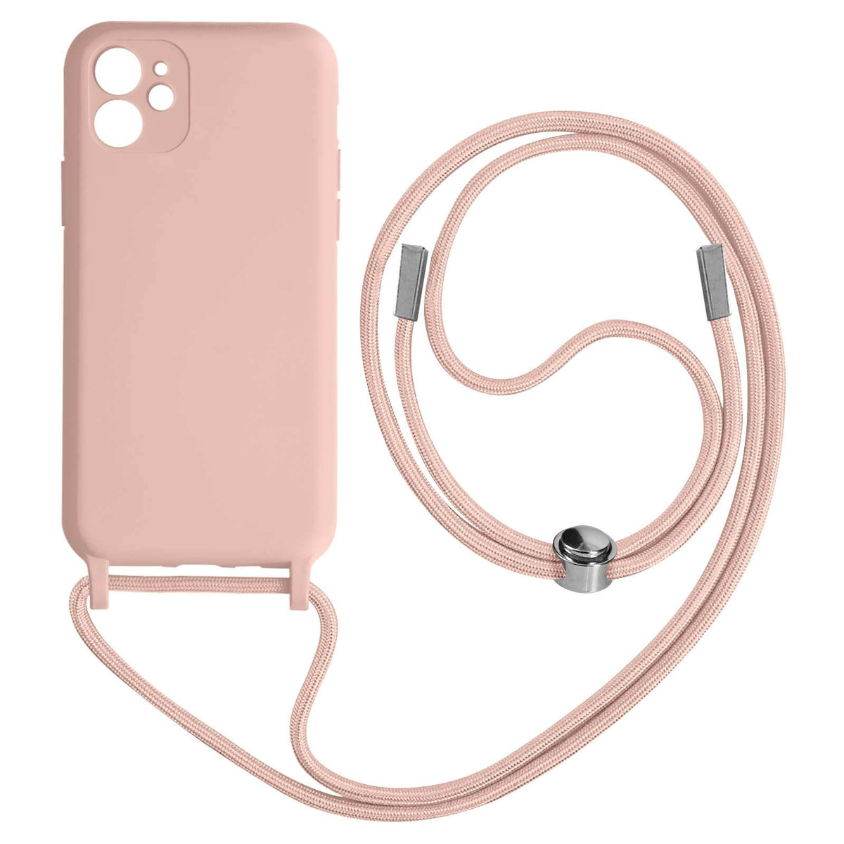 Etui na iPhone 11 ze smyczą 80 cm – różowe