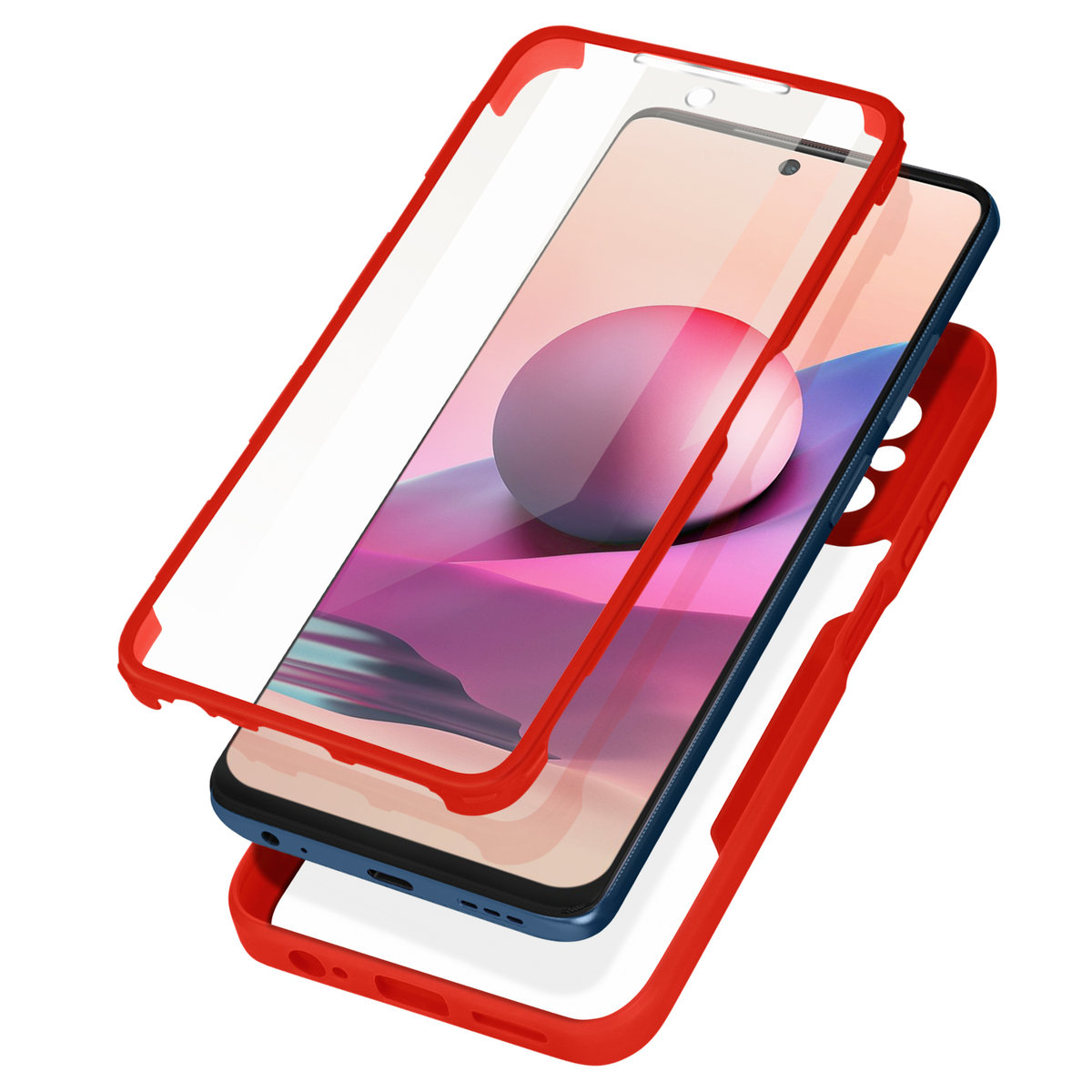 Etui do Xiaomi Note 10 / Note 10S Pleksi Pleksi i Polimerowy Przód czerwone
