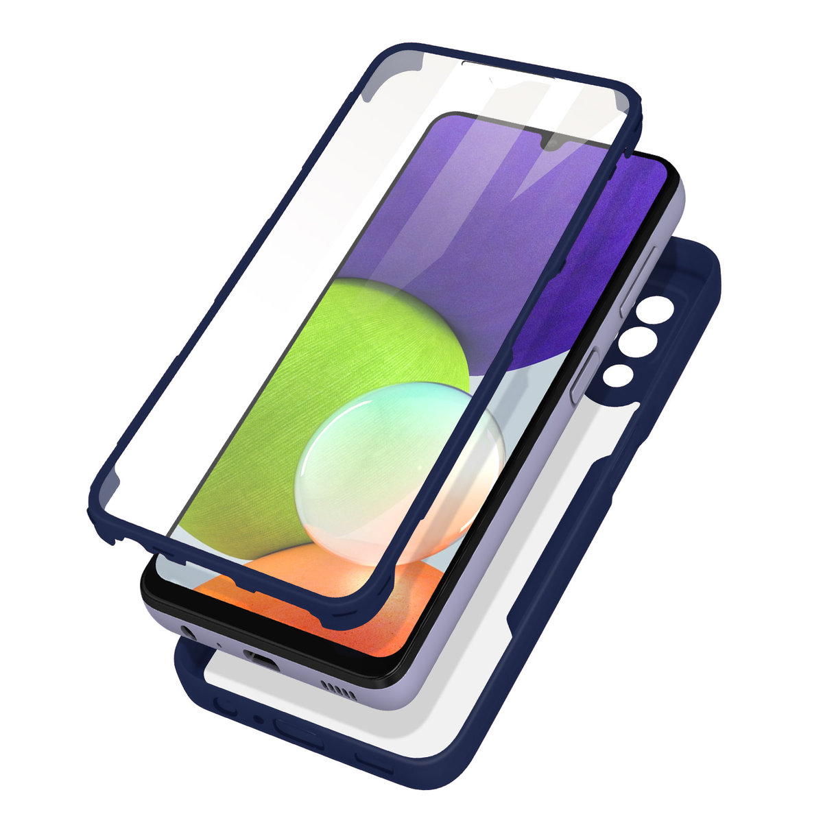 Etui Samsung Galaxy A22 4G Pleksiglasowy tył i polimerowy przód vv
