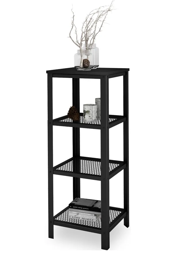 Czarny metalowy regał do salonu P7-G73