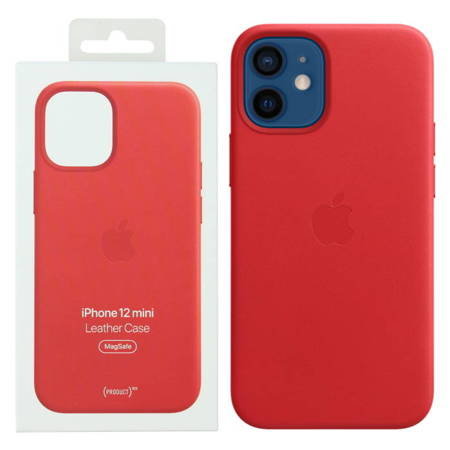 Apple iPhone 12 mini etui skórzane Leather Case MagSafe MHK73ZE/A - czerwone (Red)