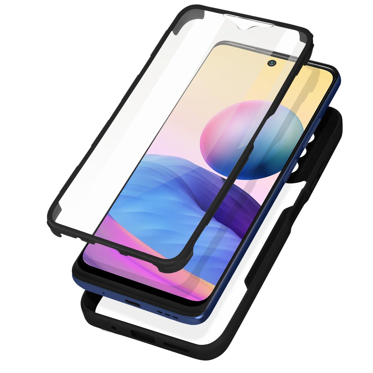 Etui do Xiaomi Note 10 5G Pleksiglas Tył i Polimer Przód czarne