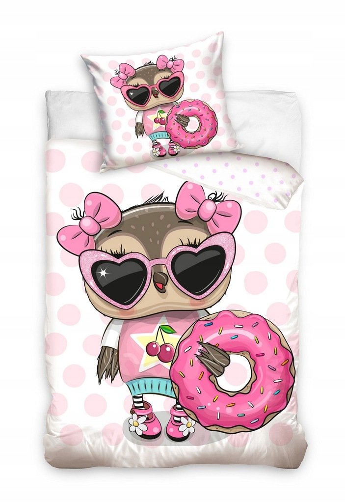 POŚCIEL bawełniana dziecięca SOWA PĄCZEK 160x200