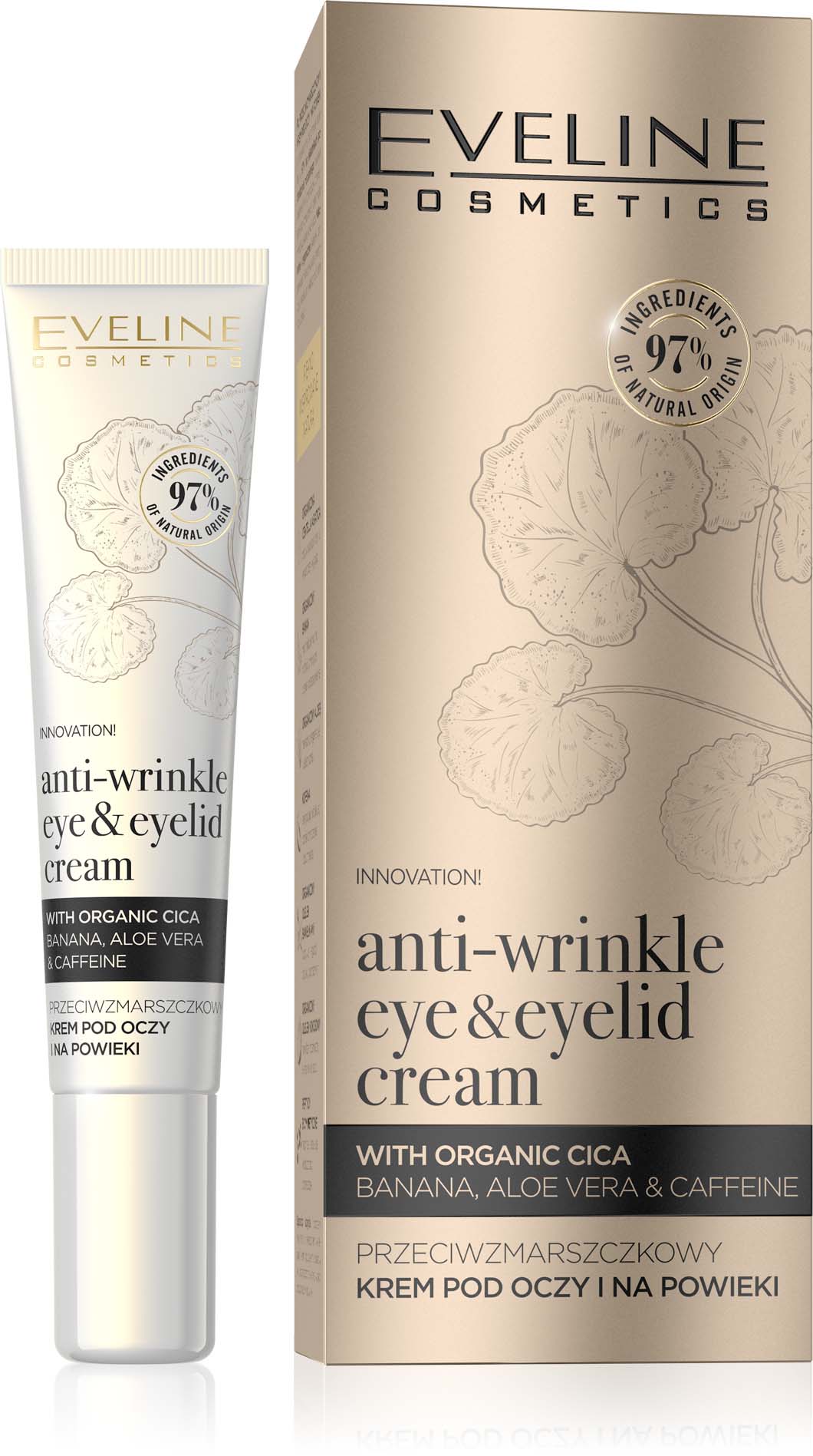 Eveline Organic Gold Anti-Wrinkle Eye&Eyelid Cream 20ml przeciwzmarszczkowy krem pod oczy i na powieki