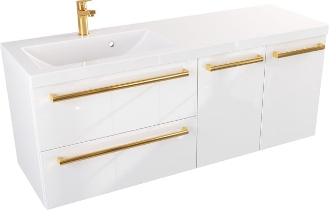 Szafka z Umywalką ATHOS 120 cm 2SZ D L - Uchwyt Złoty