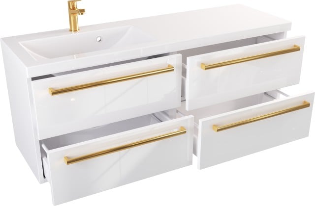 Szafka z Umywalką ATHOS 120 cm 4SZ L - Uchwyt Złoty