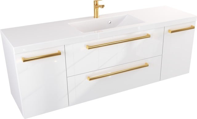 Szafka z Umywalką ATHOS 140 cm D - Uchwyt Złoty