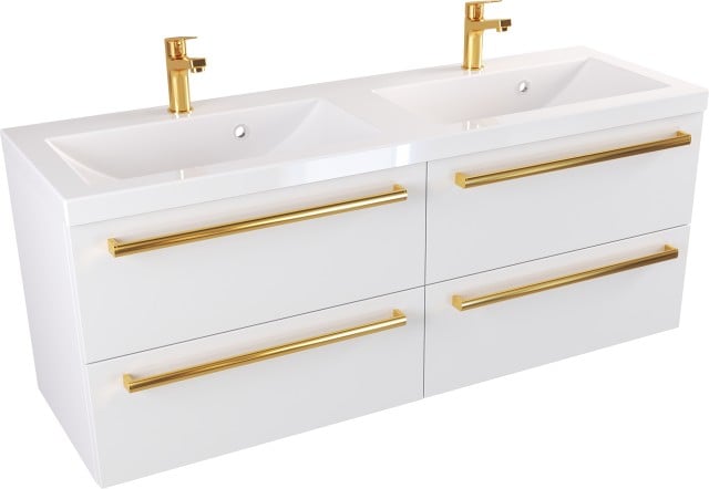 Szafka z Umywalką Athos 120 cm DUO MAT - Uchwyt Złoty