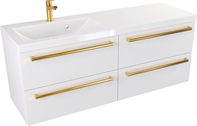 Szafka z Umywalką ATHOS 120 cm 4SZ L MAT - Uchwyt Złoty