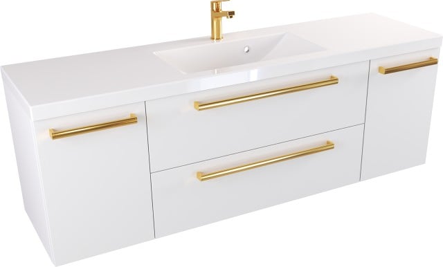 Szafka z Umywalką ATHOS 140 cm D MAT - Uchwyt Złoty