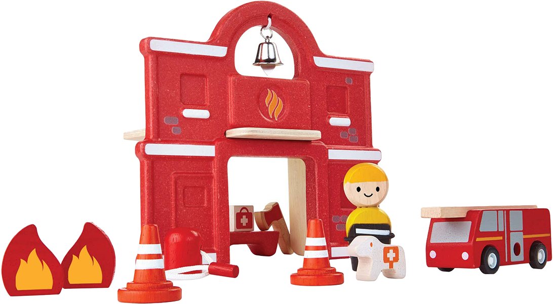 Plan Toys STRAŻ POŻARNA zestaw drewnianych figurek PT 6619