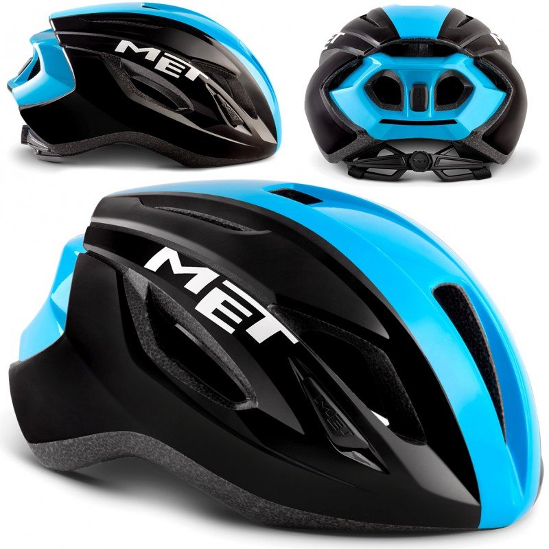 MET Rx Kask rowerowy Unisex's STRALE, czarny i cyjan, duży