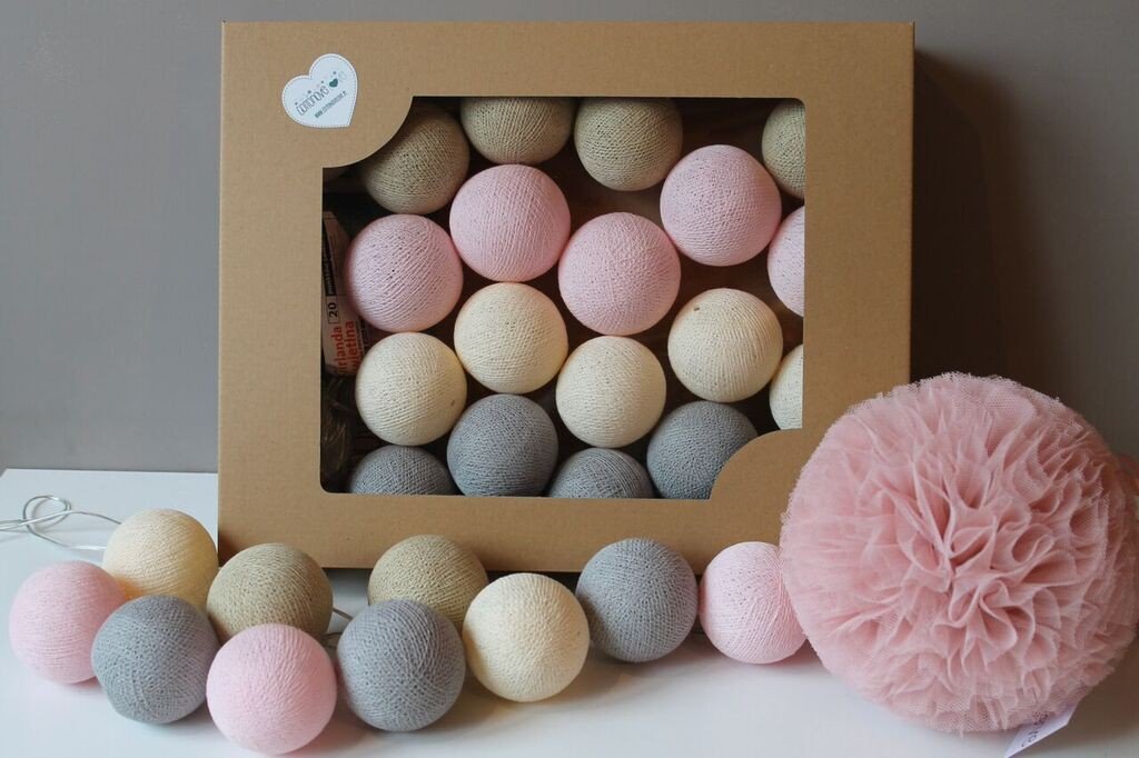 Cotton Balls, Lampki, Pastelove, 20 szt.