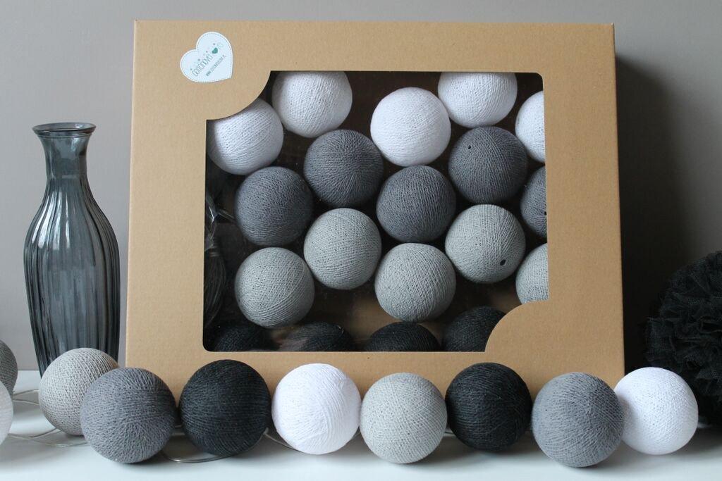 Cotton Balls, Lampki, Granitove, 10 szt.