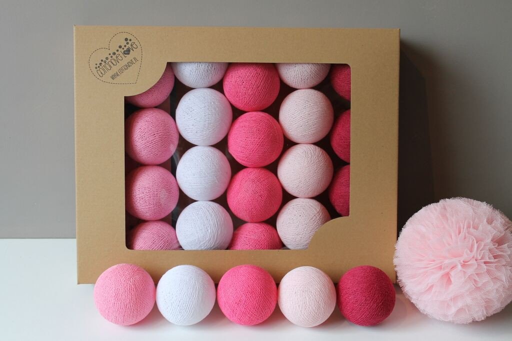 Cotton Balls, Lampki, Sweet Pink, 10 szt.