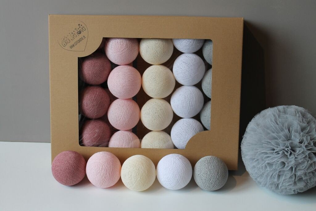 Cotton Balls, Lampki, Pink Dream, 10 szt.
