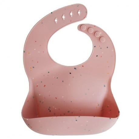 Mushie, Śliniak silikonowy, Powder Pink Confetti