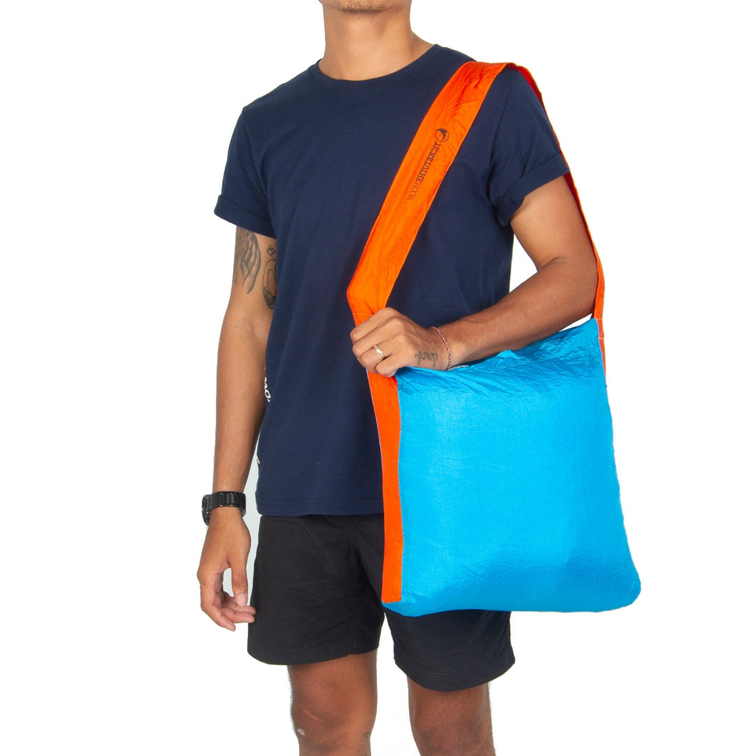 Eco Bag Medium Aqua / Orange