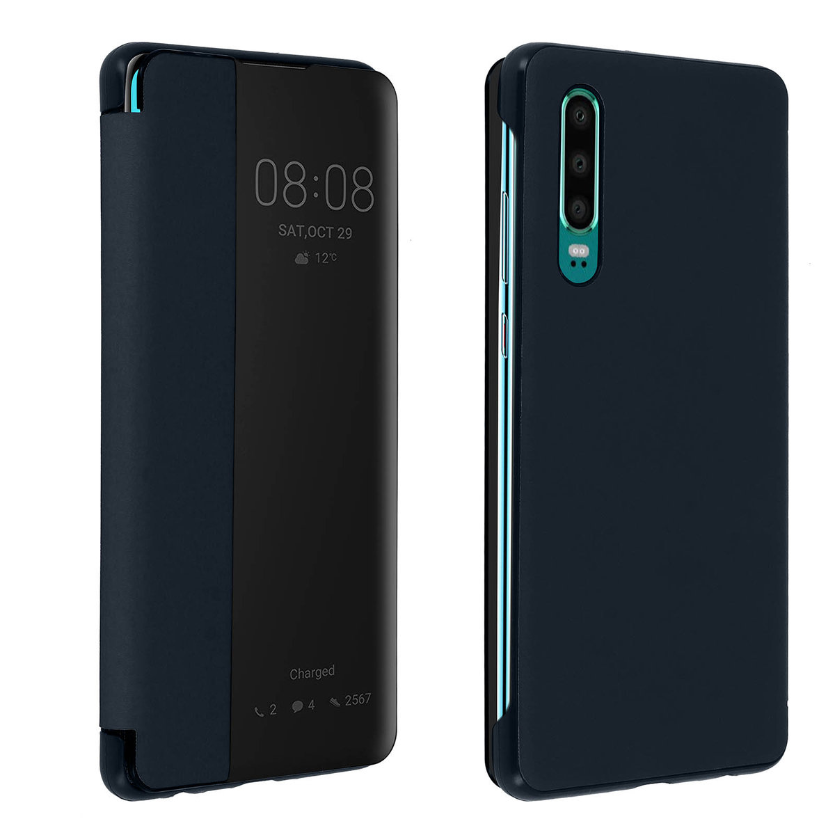 Etui Smart View Window z klapką do Huawei P30 - Granatowe