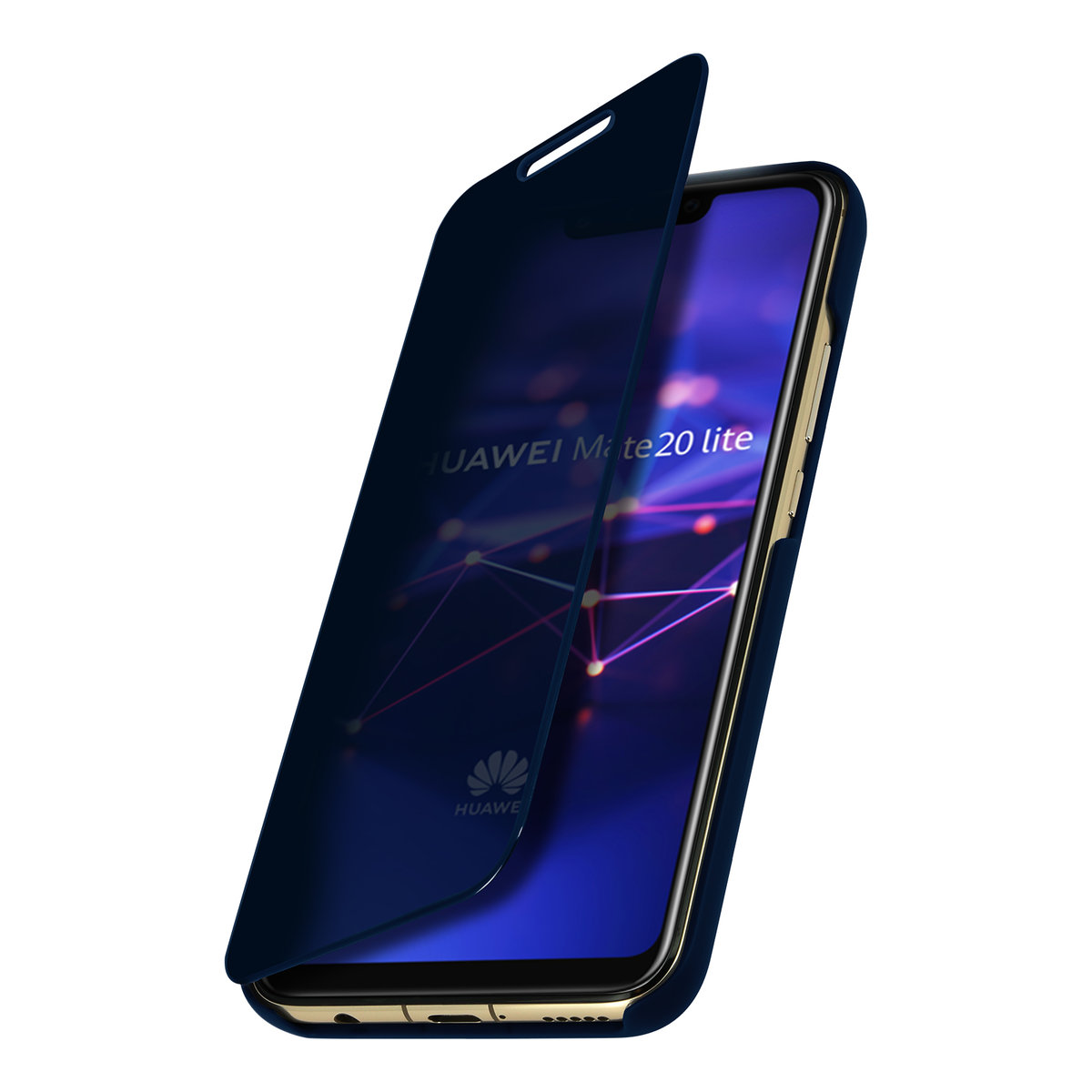 Etui z klapką, lustrzane etui do Huawei Mate 20 lite, stojące etui – ciemnoniebieskie