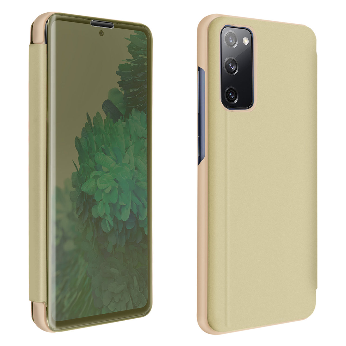 Pełne etui do Samsunga Galaxy S20 FE Translucent Flap Design Mirror - złote